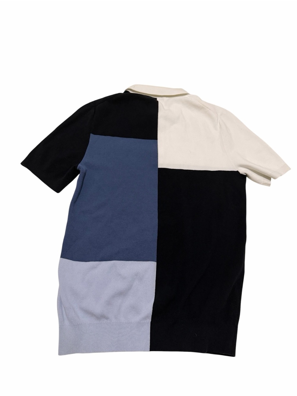 Reiss Men's Colorblock Zip Polo in Black, Gray & White, pre-owned - Picture 3 of 7